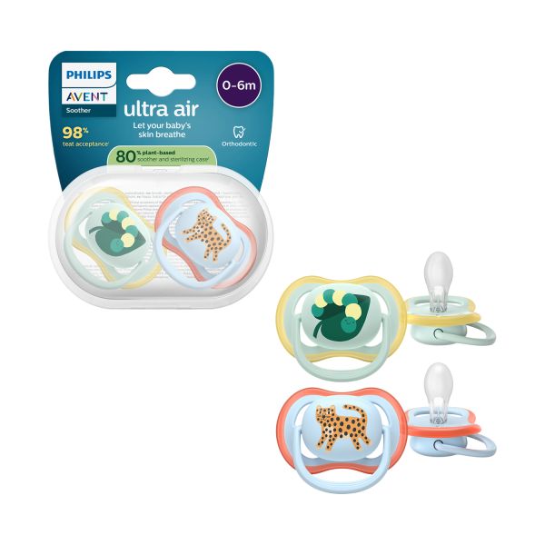 Philips Avent Ultra Air Fopspeen - 0-6 Mnd - 2 Stuks - Plant-based