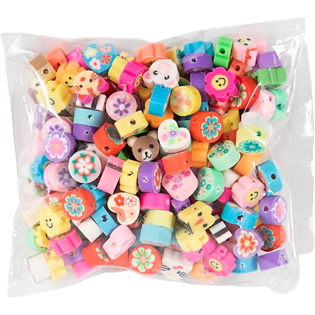 Dyre- og blomsterperler, dia. 10 mm, hullstr. 1,5 mm, 200 ass./ 1 pk.