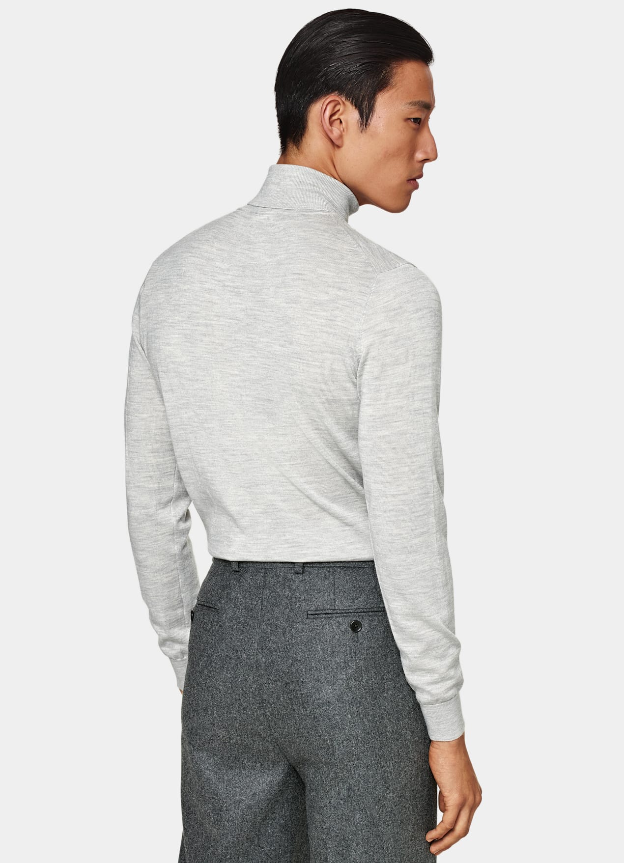 Col roulé Merino gris clair