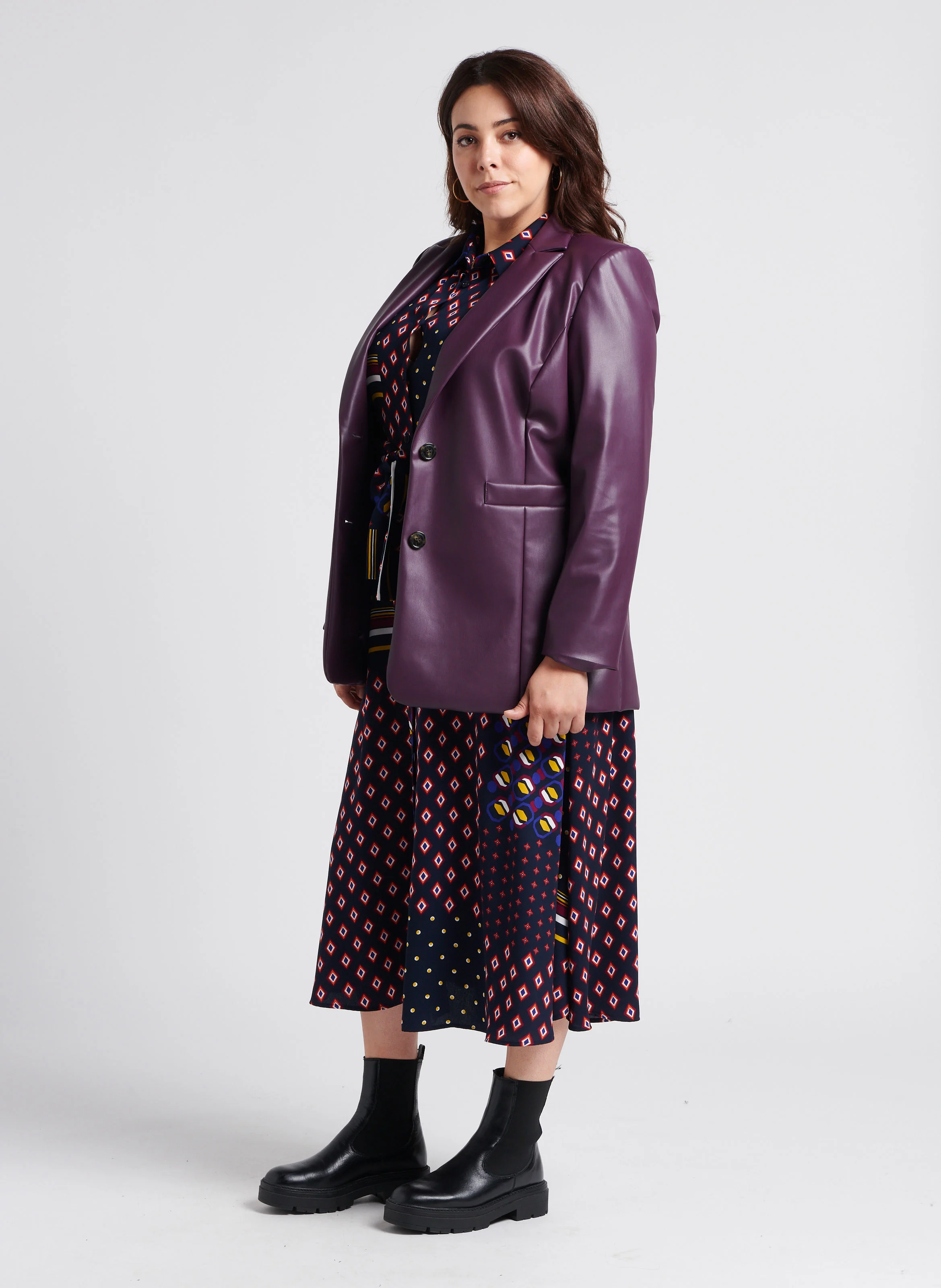 DARIA - Robe chemise longue à imprimé| Bleu