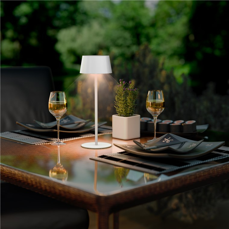 LED Solar Tischleuchte Outdoor Deko Garten Lampe Kabellose Beleuchtung mit Touch Steuerung IP44 (73929) - Weiss / Warmweiss