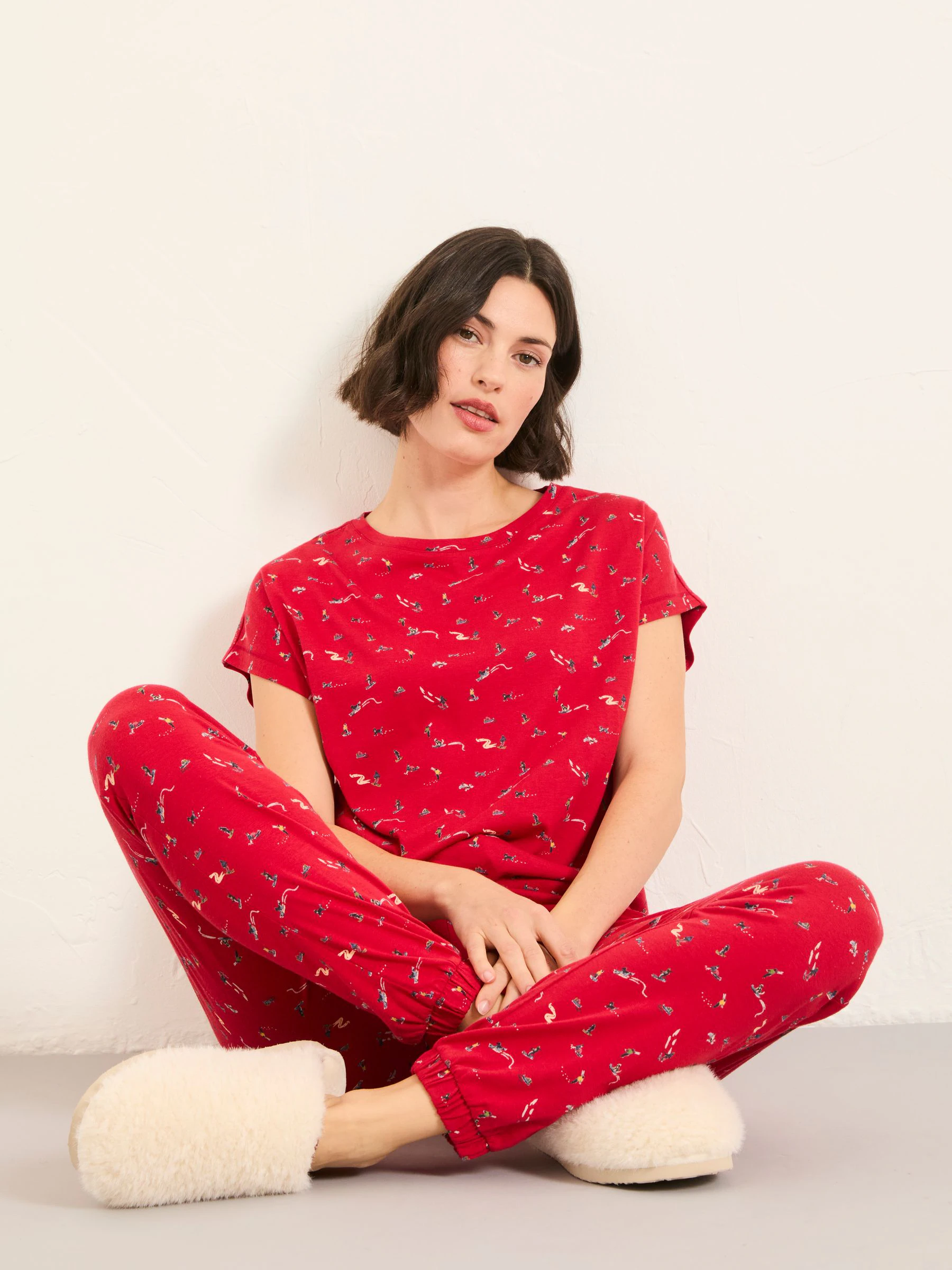 FatFace Ski Ditsy Jersey Pyjama Set