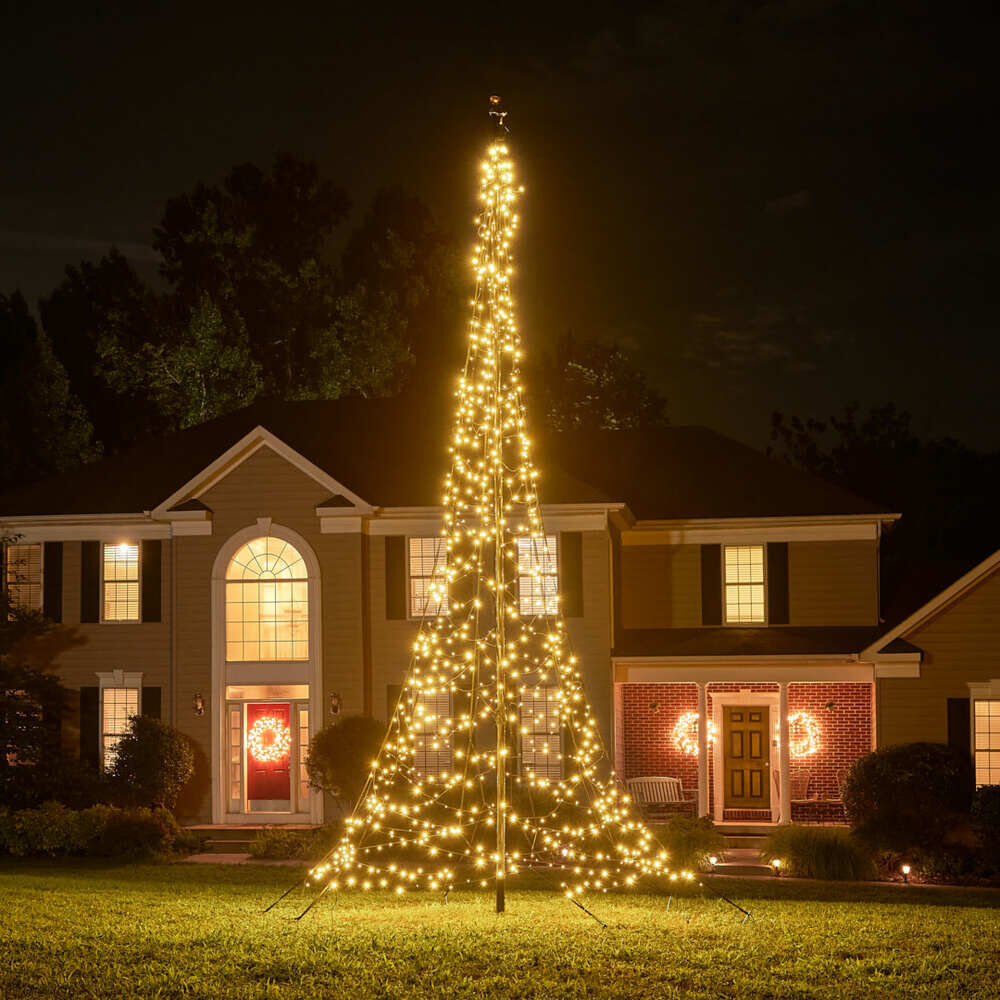Fairybell Oct - Vlaggenmast kerstboom - 900 - Warm wit - 600 cm