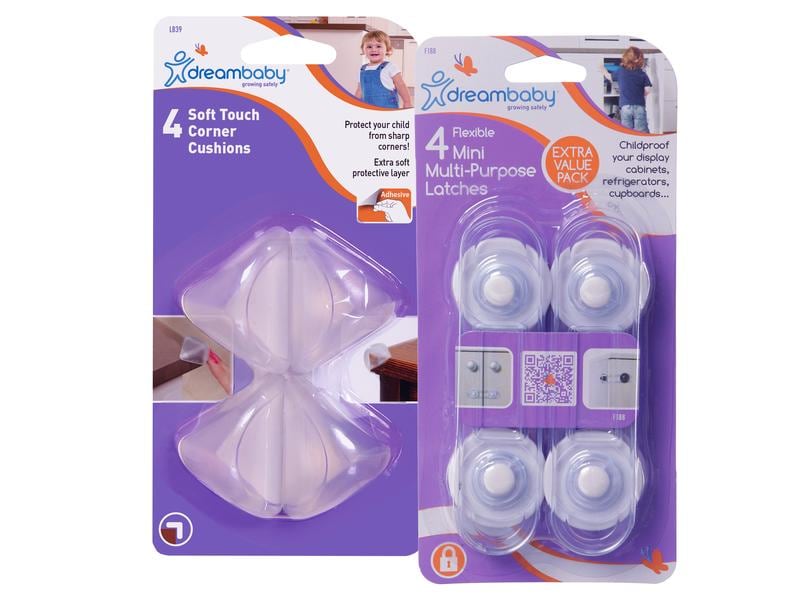 DREAMBABY Eckenschutz & Schranksicherungen Deluxe Eckenschutz & Mini-Multifunktionsverschlüsse