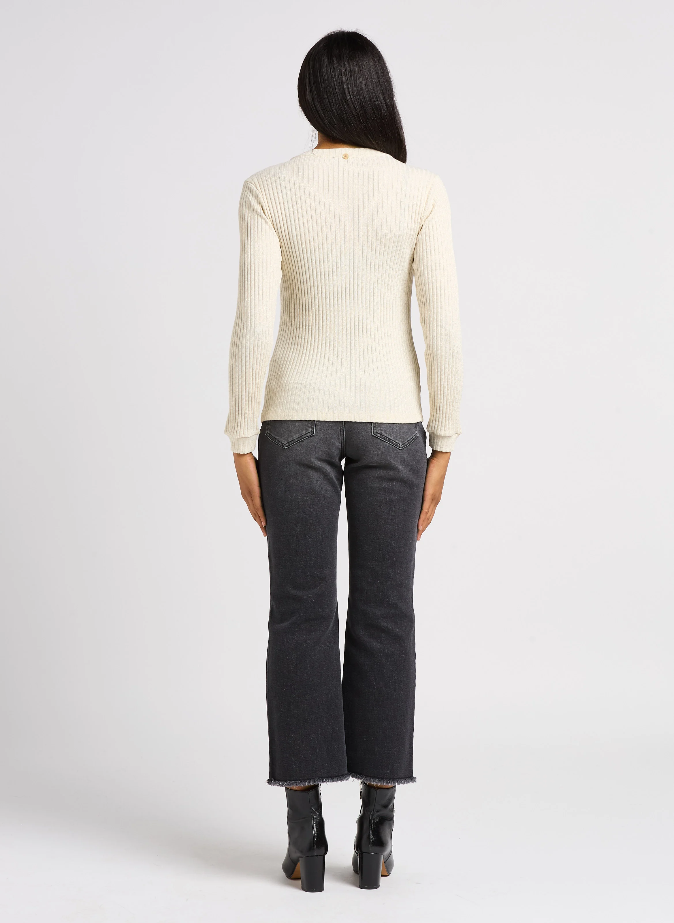 MALENE - Pull col rond en coton mélangé | Beige