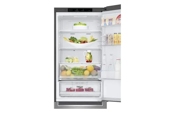 LG GBB61PZJMN - Køleskab/fryser - bund-fryser - bredde: 59.5 cm - dybde: 68.2 cm - højde: 186 cm - 341 liter - Klasse E - skinnende stål