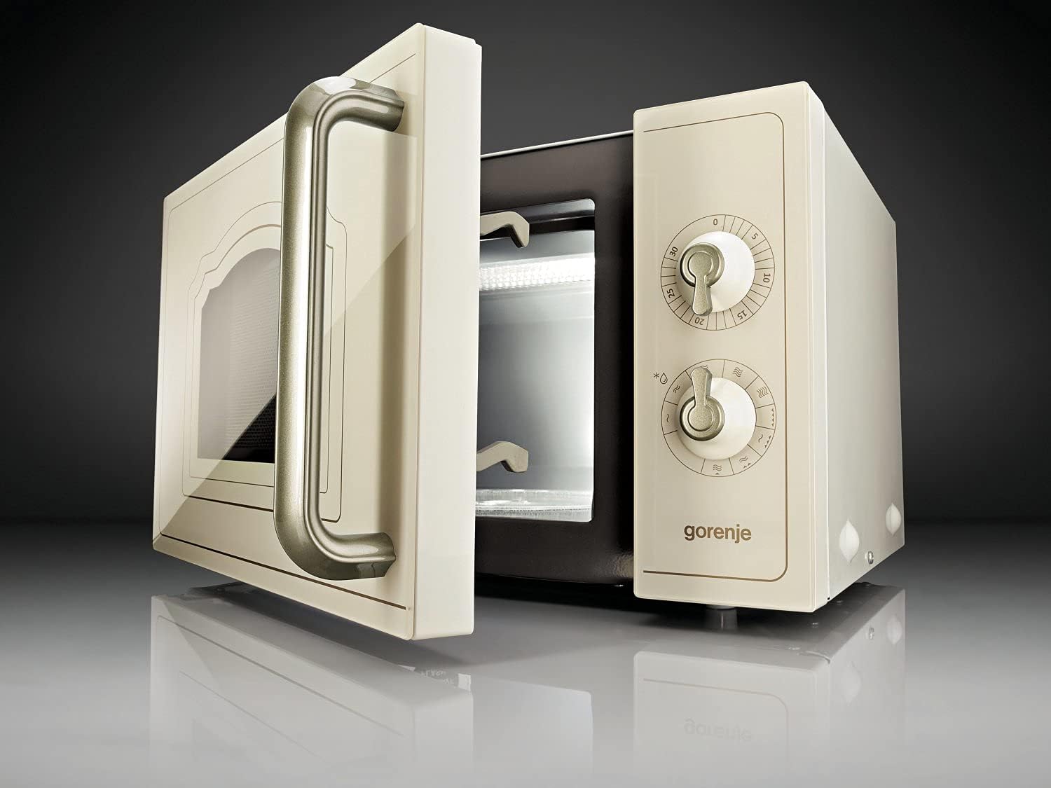 Gorenje MO 4250 CLI Stand-Mikrowelle mit Grillfunktion / 700 W / Garraum 20 L / elfenbein / Classico Collection, Beige