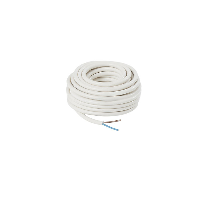 Câble 2X1,5 mm² H05VVF blanc couronne 10m