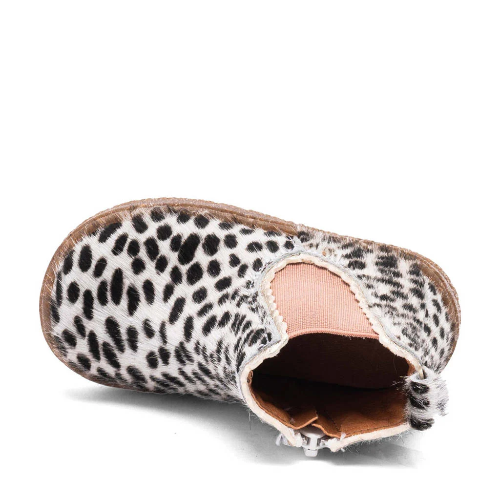 Bisgaard Siggileren enkelboots met ponyhair wit/zwart/roze