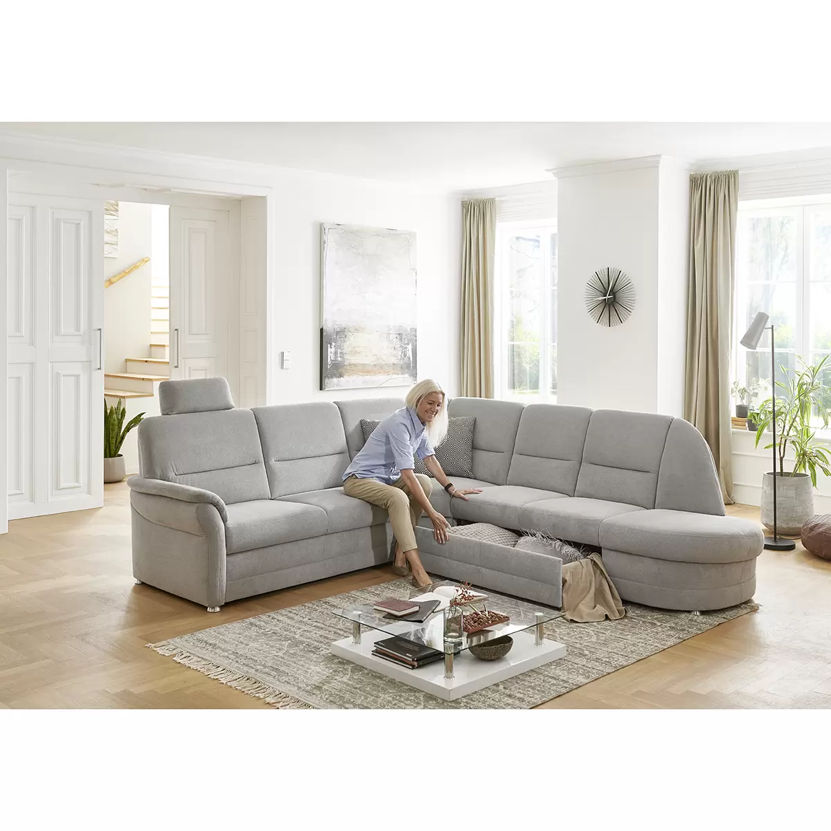 Ecksofa Queenline 118 x 200 Silber