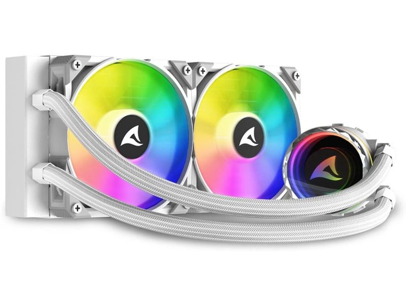 Sharkoon Wasserkühlung S80 RGB Weiss Kompakte All-in-One-Wasserkühlung mit einem 240-Millimeter-Radiator