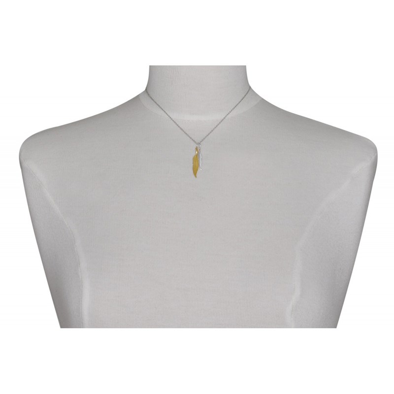 Collier Argent et Argent Doré Deux Plumes