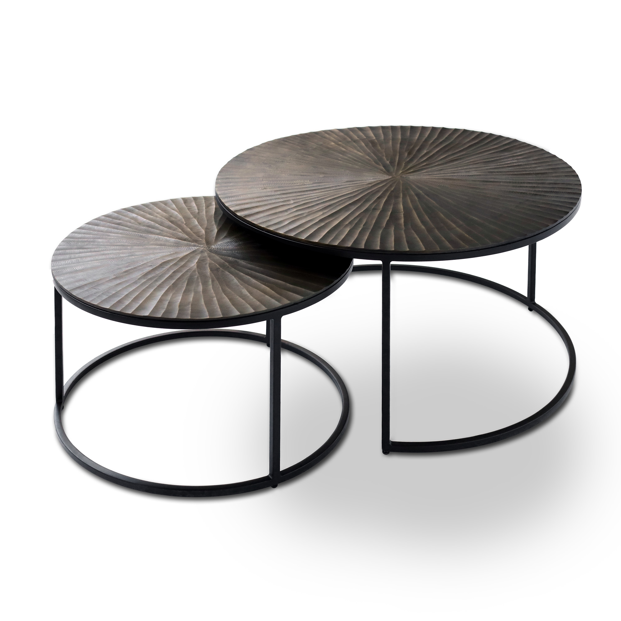 Set Couchtische 'Rondia', gold, schwarz von fischer's lagerhaus