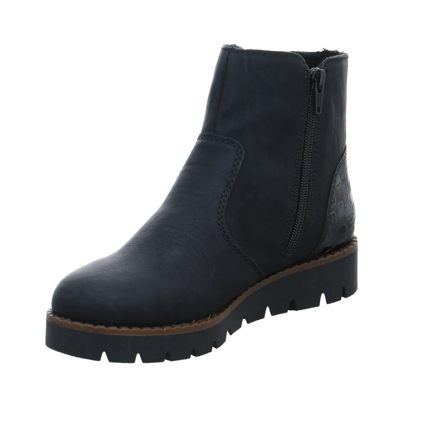 RIEKER Comfort-Stiefelette Schwarz Lederimitat  mit Wechselfussbett