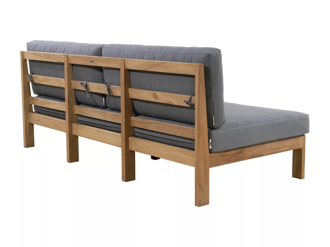 Salon de jardin en teck : un canapé 3 places, 2 fauteuils et une table basse - Naturel clair et gris - SUMINI de MYLIA