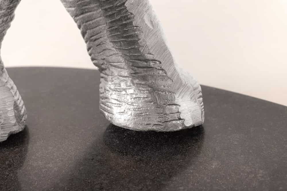 Runder Beistelltisch ELEPHANT 80cm silber Metall Glas Marmor Skulptur handmade
