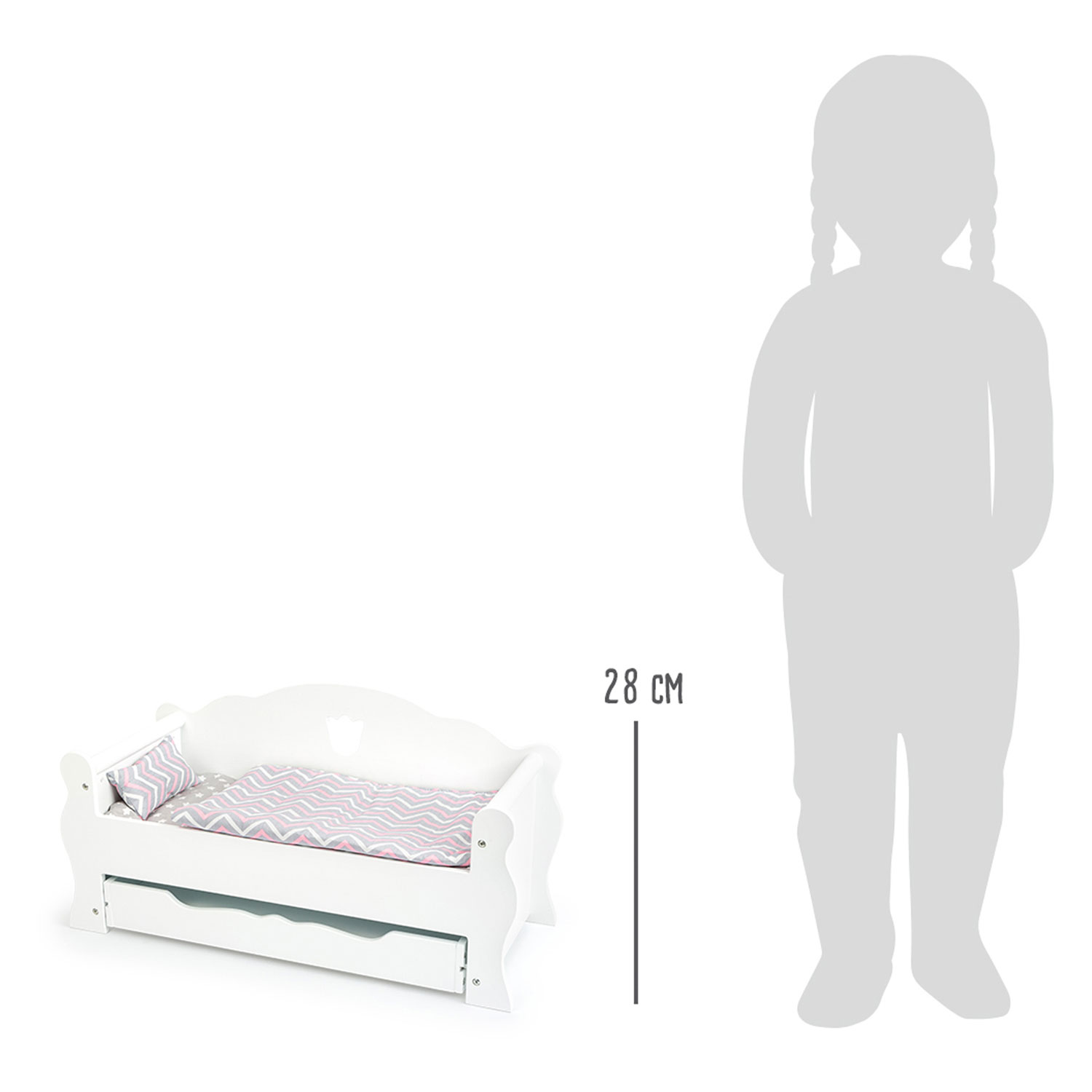 Small Foot - Houten Poppenbed met Lade en Beddengoed, 4dlg.