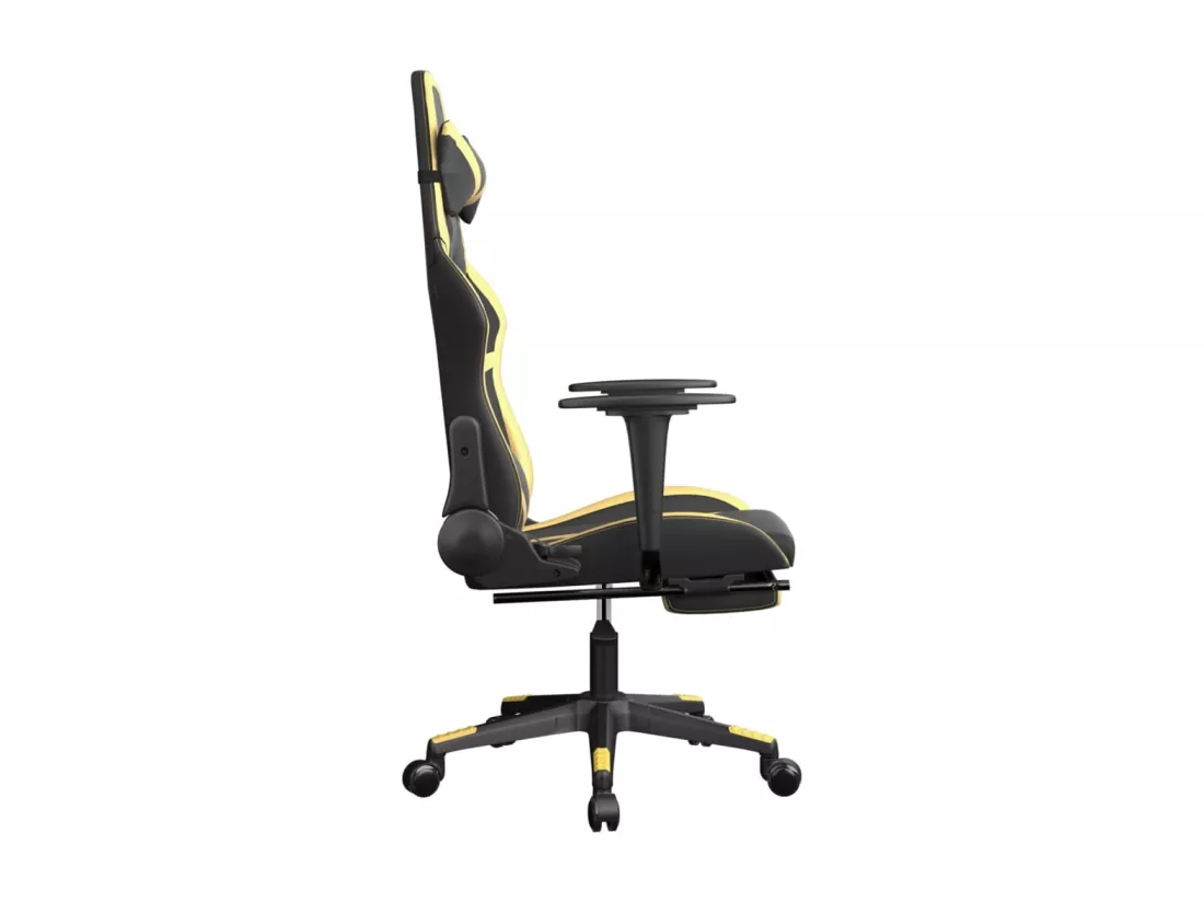 Chaise de jeu de massage avec repose-pied Noir&Doré Similicuir