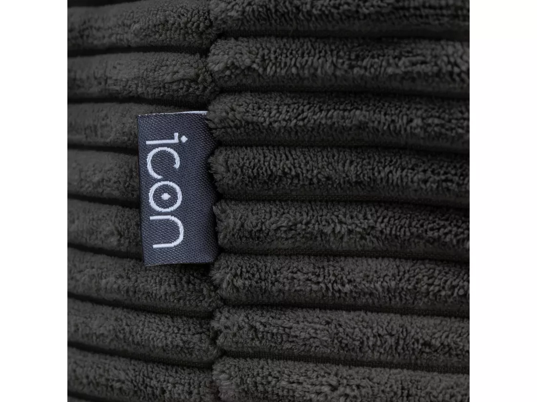 Pouf rond velours côtelé gris anthracite - FRANKIE