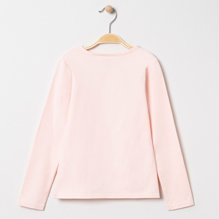 T-shirt manches longues uni à motif fantaisie - Rose