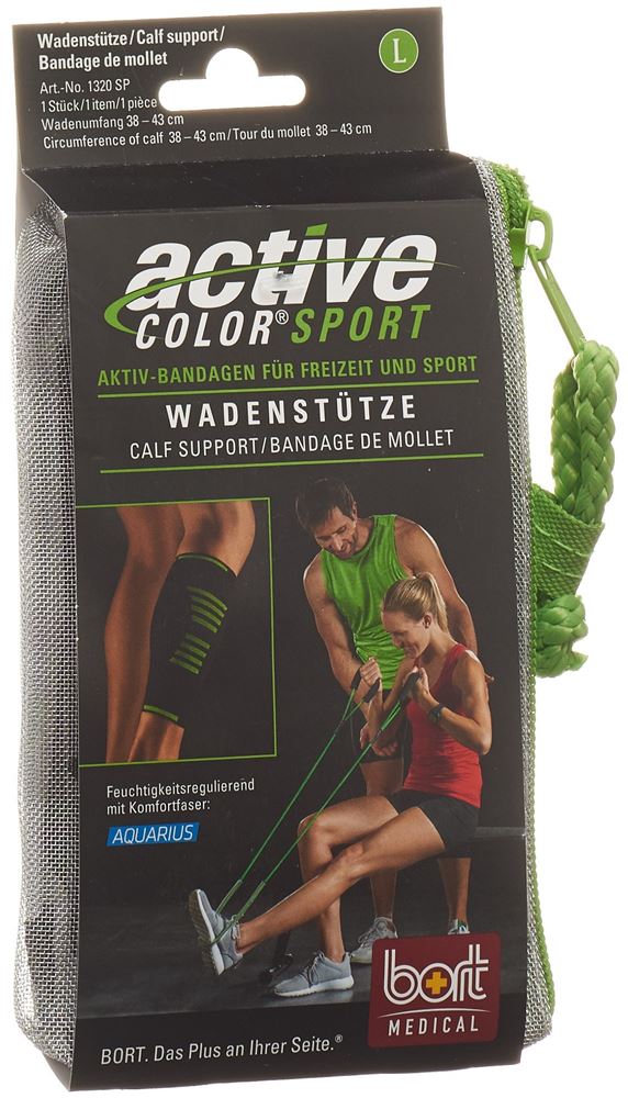 BORT ActiveColor Sport Wadenstütze L schwarz/grün 1 Stk