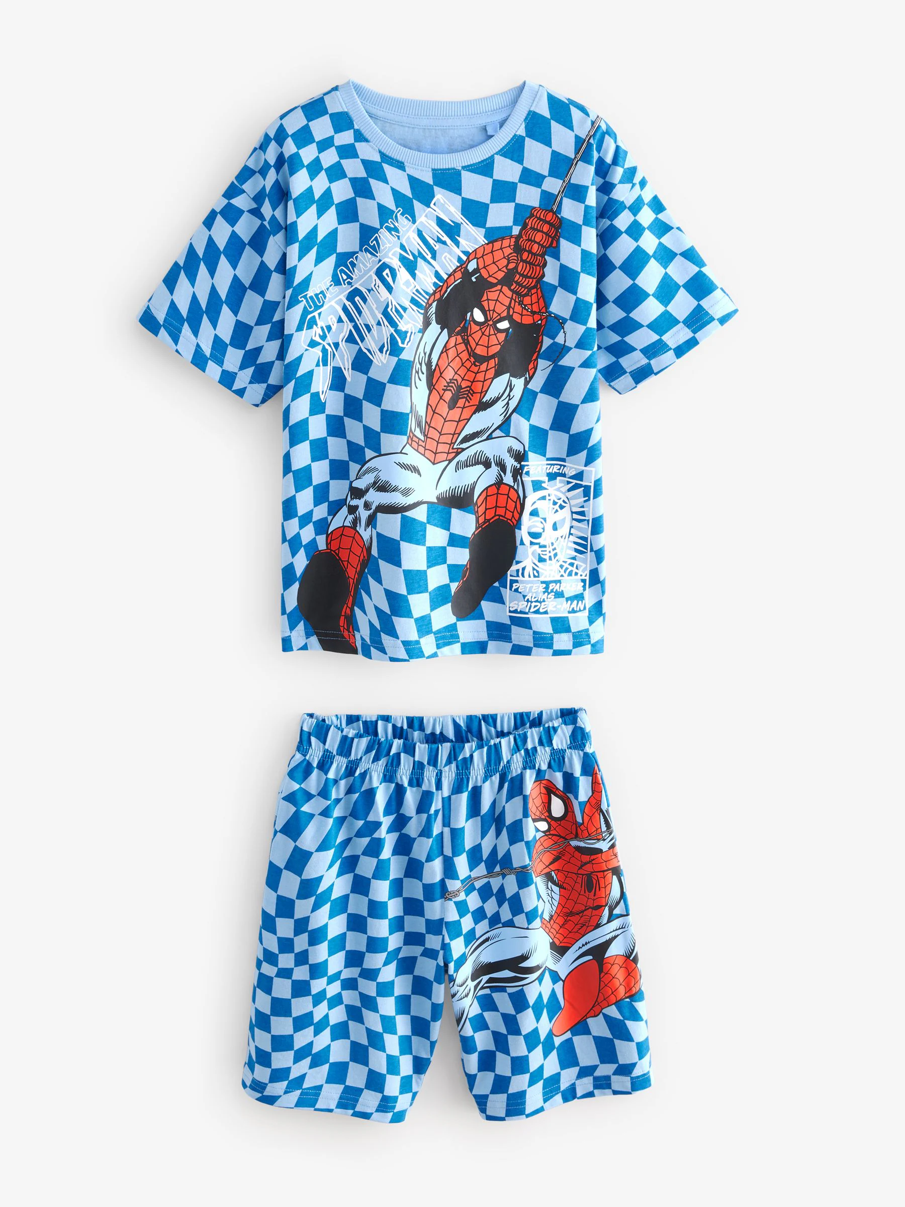 Marineblauw/kameelkleurige Spiderman - Set van 2 pyjama's met short (1,5-8 jr)