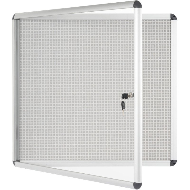Vitrine intérieure extra plate acier laqué porte battante cadre aluminium Bi-Office Enclore 6 feuilles