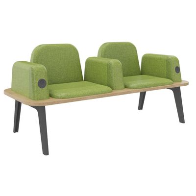 Banquette ILO - 2 places L172xP67cm - carbone - structure chêne clair - tissu kiwi