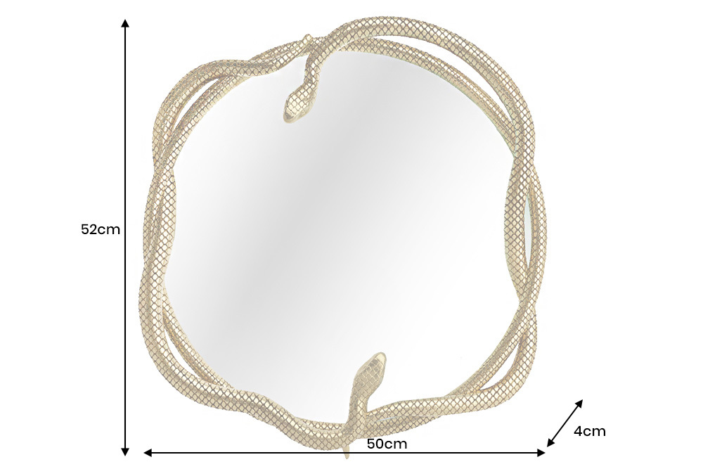 Dekorativer Spiegel SNAKE L 50cm gold Metall Schlangen-Skulptur