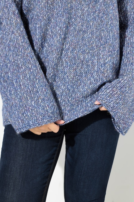 Pullover, melierter Feinstrick, V-Ausschnitt, Langarm