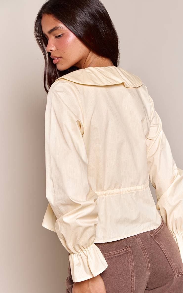 Blanc Chemise Cintrée En Popeline De Coton Crème Beurre Avec Col Détaillé