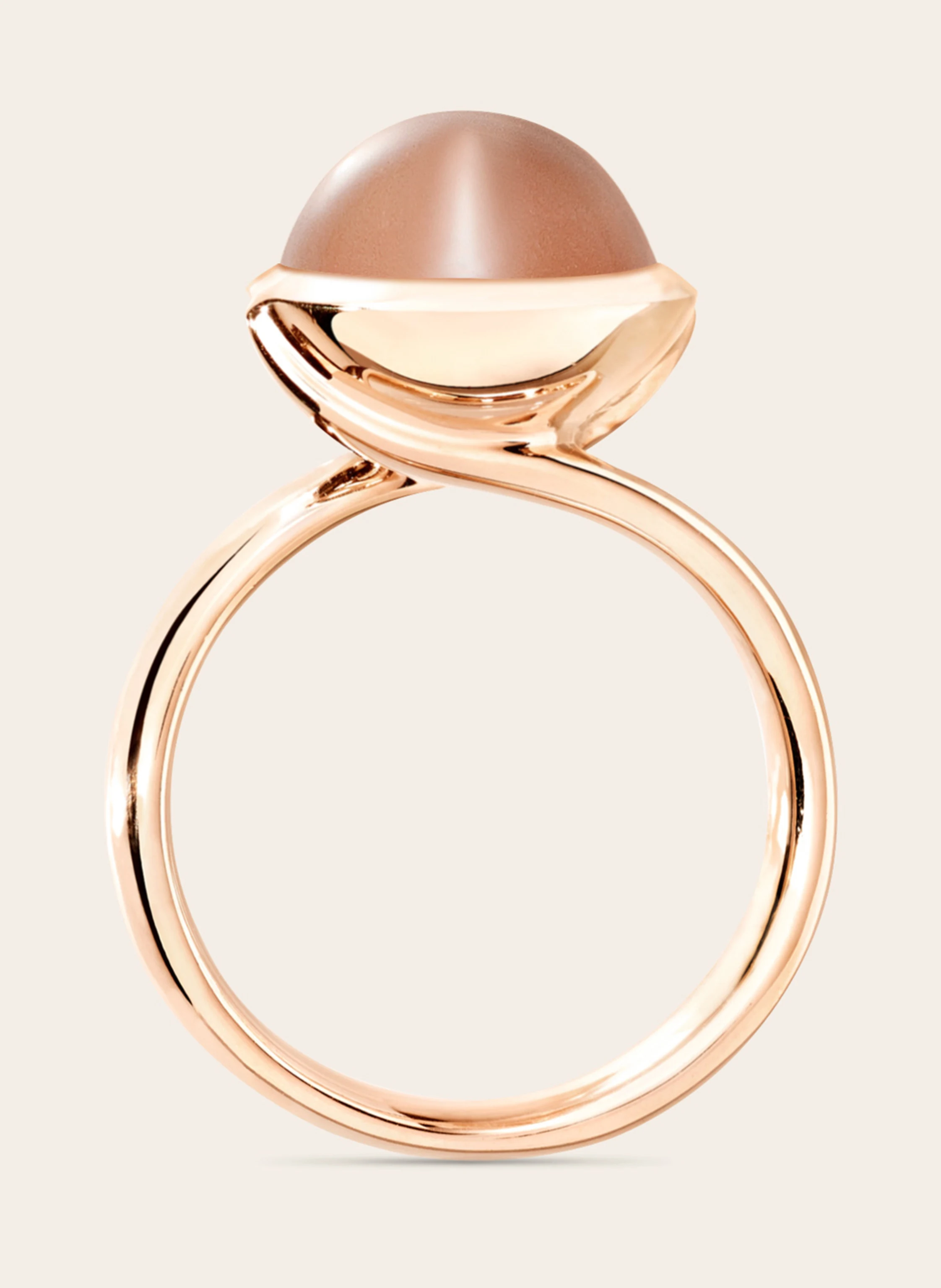 TAMARA COMOLLI Ring RING BOUTON LARGE MOONSTONE BROWN aus 18K Roségold mit Brauner Mondstein