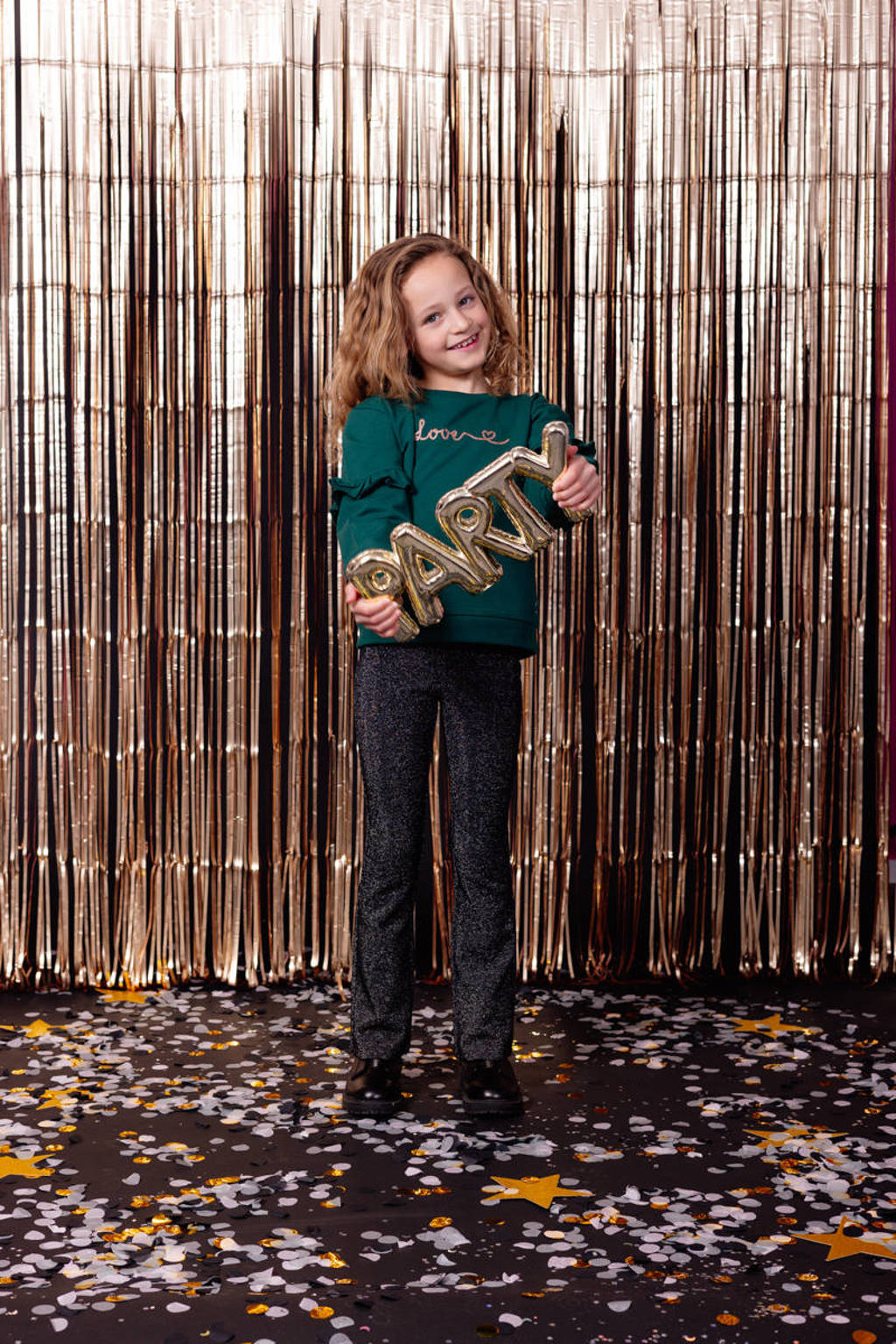Quapi regular fit broek DJAZZY zwart/zilver