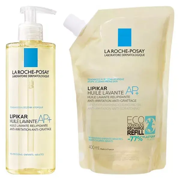 Óleo de Limpeza Lipikar AP+ da La Roche-Posay 400ml e Refil Ecológico do Óleo de Limpeza Lipikar AP+ 400ml