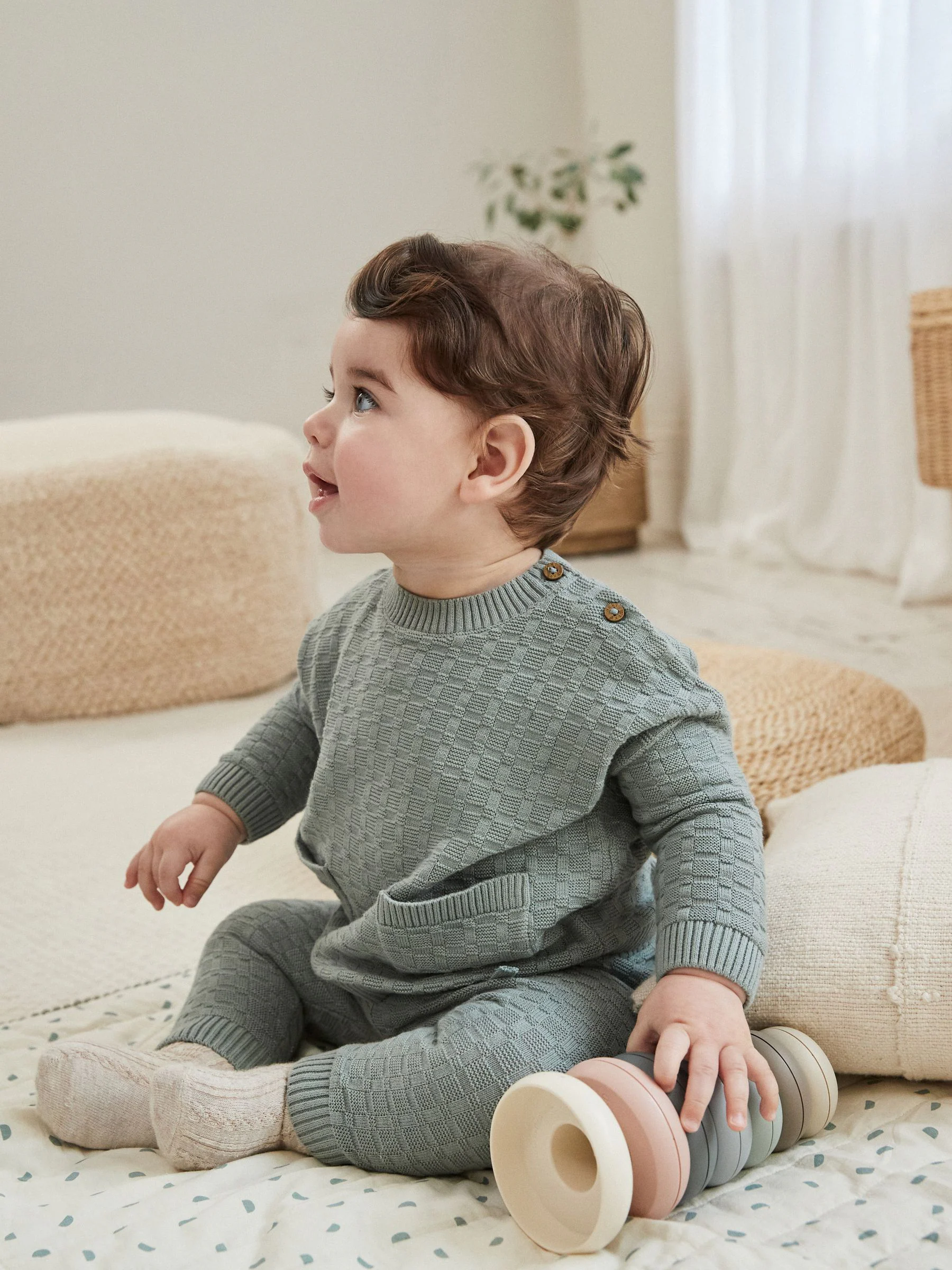 Mineraal - Babyset met gebreide trui en legging van 100% katoen met textuur (0mnd -3jr)