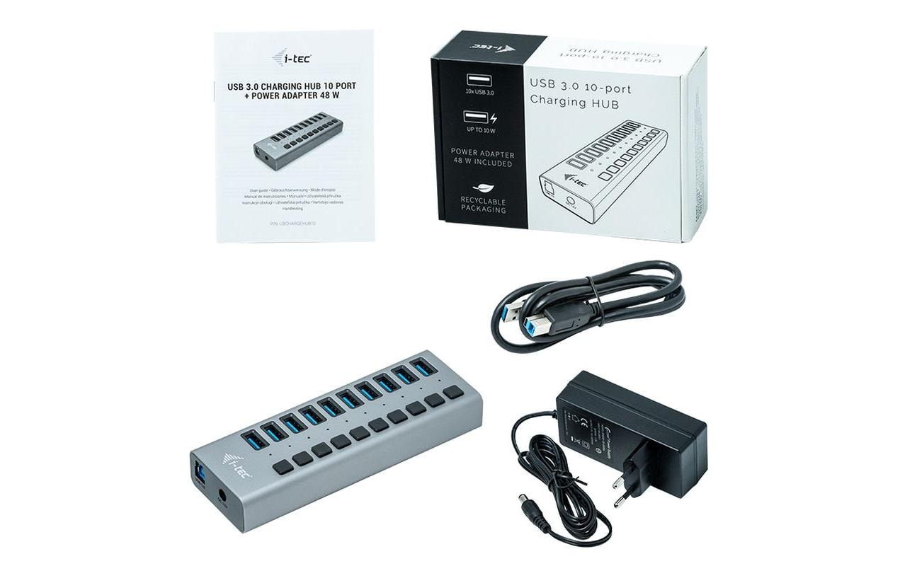 USB 3.0 Charging HUB 10 Port10-Port USB 3.0 Lade-HUB mit 48 Watt-Poweradapter