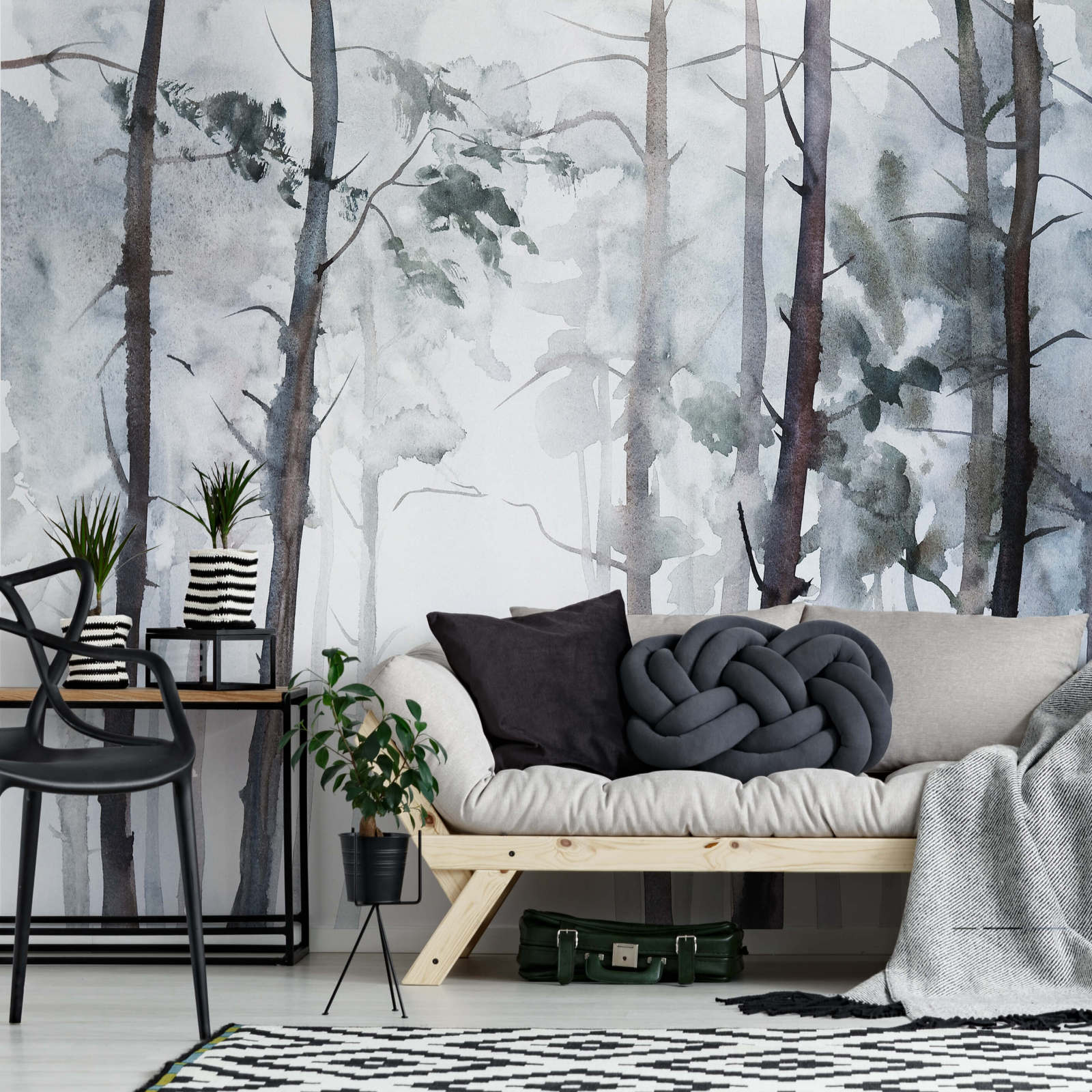 Fototapete DESIGNWALLS 2.0 - blau-grau - Wald - 2,6 Meter