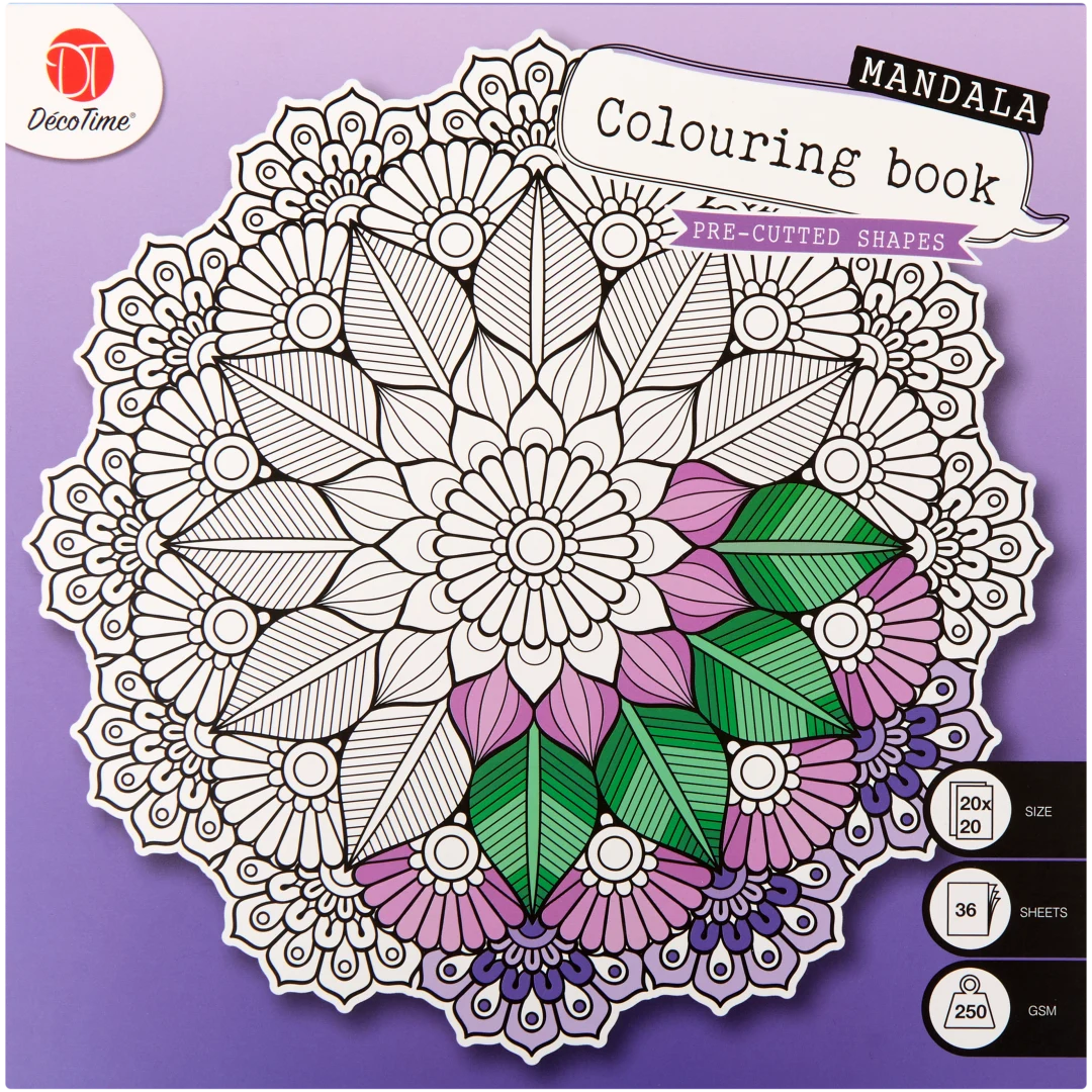 DécoTime mandala kleurboek 36 vel | 20 x 20 cm | diverse varianten