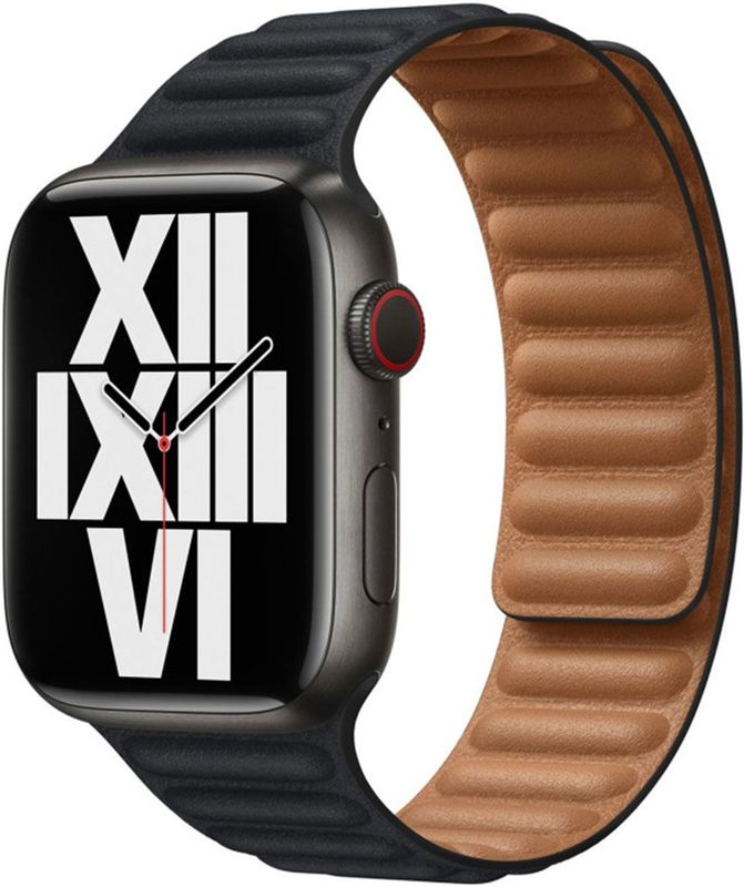 Leather Link voor de Apple Watch Series 1 t/m 9 / SE (38/40/41 mm) | Series 10 / 11 (42 mm) - Maat S/M - Midnight Blue