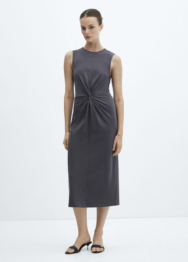 MANGO Knotted cotton dress 92