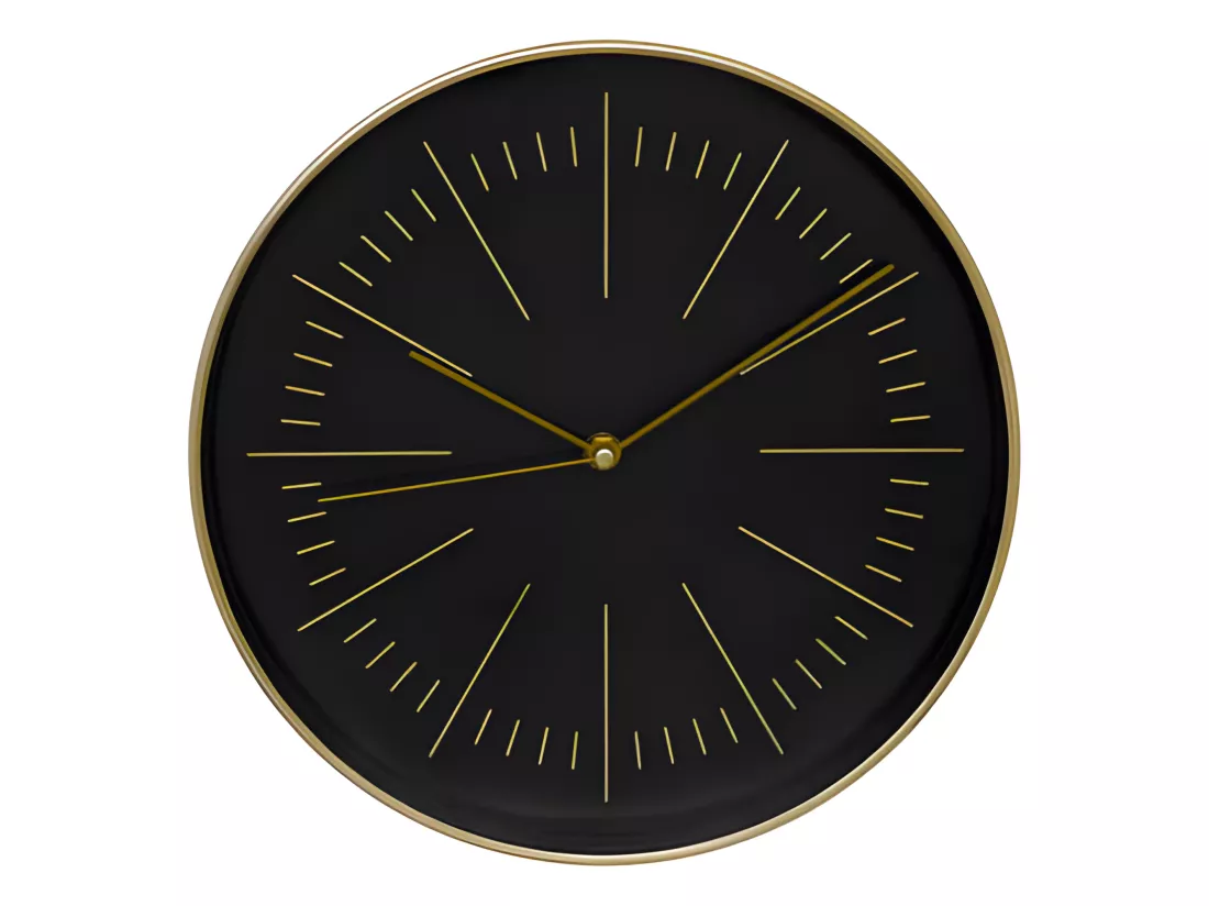 Pendule murale moderne bicolore Noir et Or D 30 cm