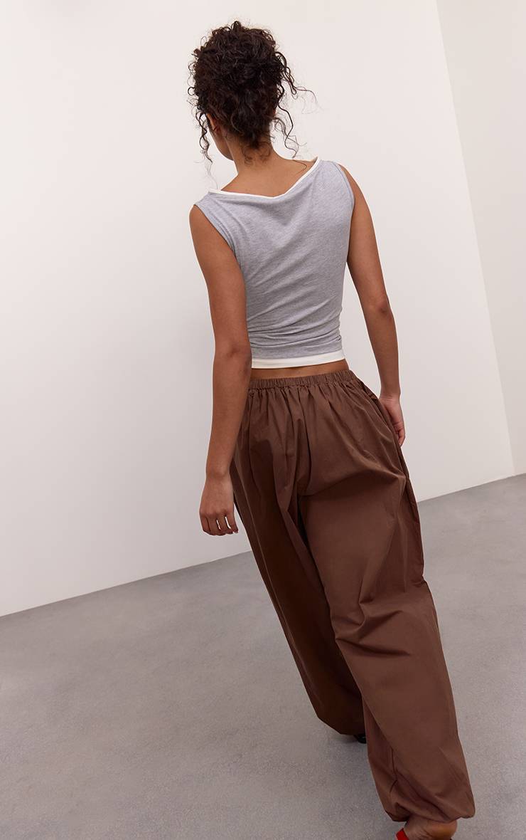 Chocolat Pantalon Ballon En Coton Avec Cordon De Serrage