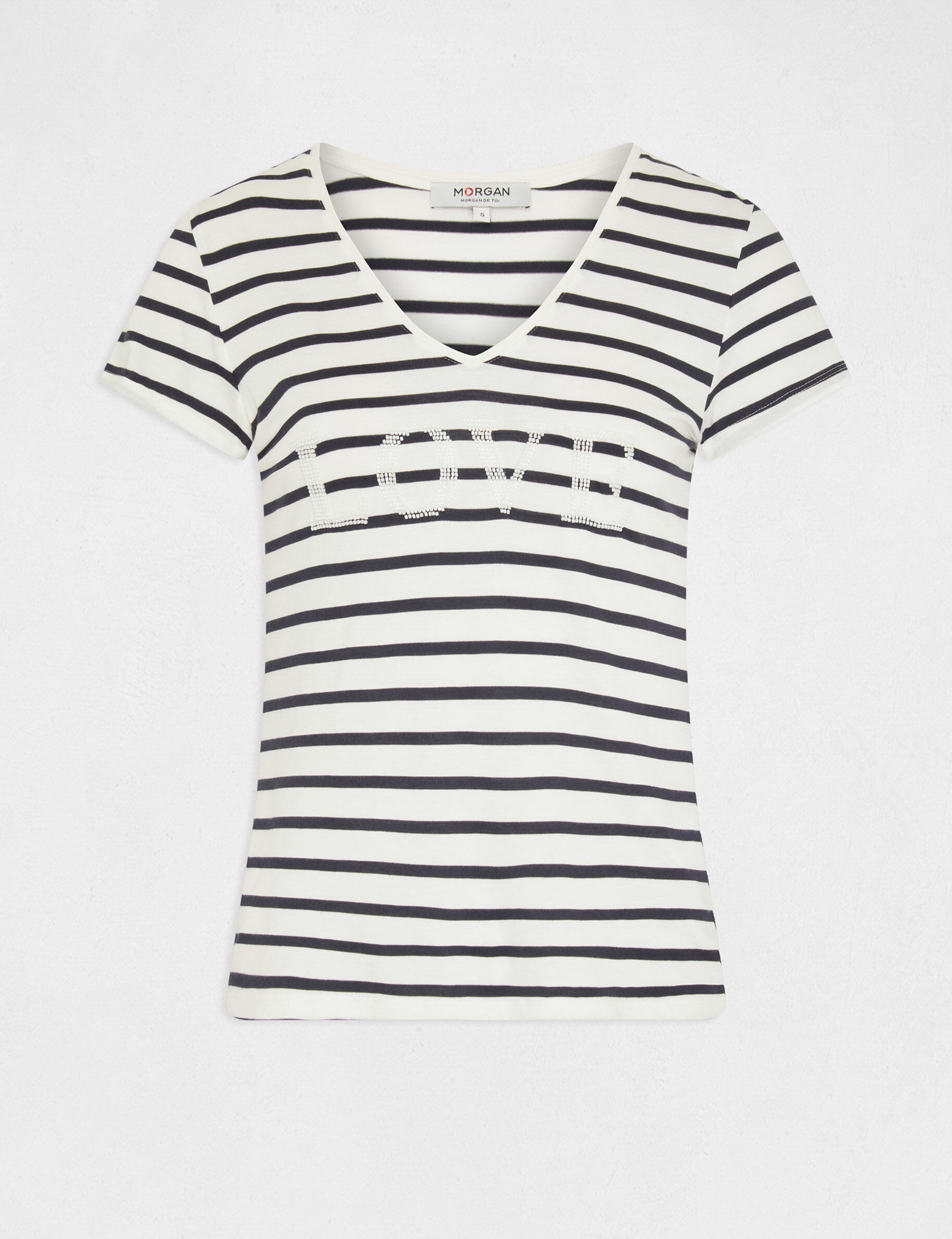 T-shirt manches courtes à rayures marine femme - marine