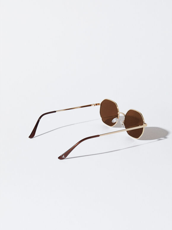 Gafas De Sol Hexagonales - Dourado