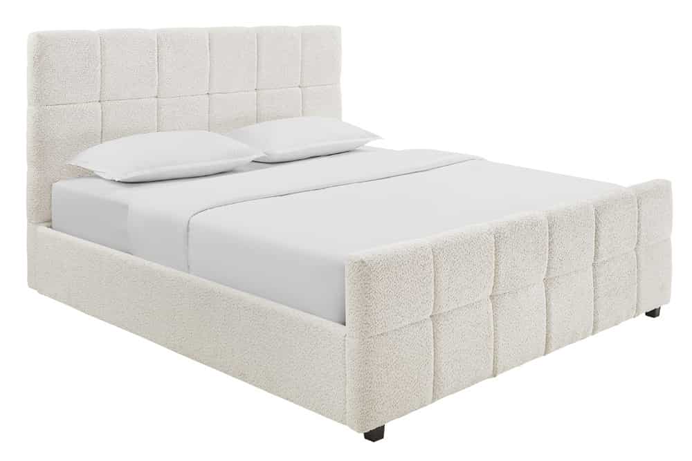 Modernes Boxbett PRESTIGE 180x200cm creme Bouclè mit Stauraum und Lattenrost