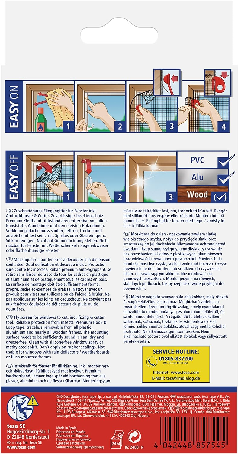 (130x150cm) Fenster Fliegengitter Insect Stop Comfort   Klettverschluss / Cutter / Andruckbürste (55388-00020-00) - Weiss
