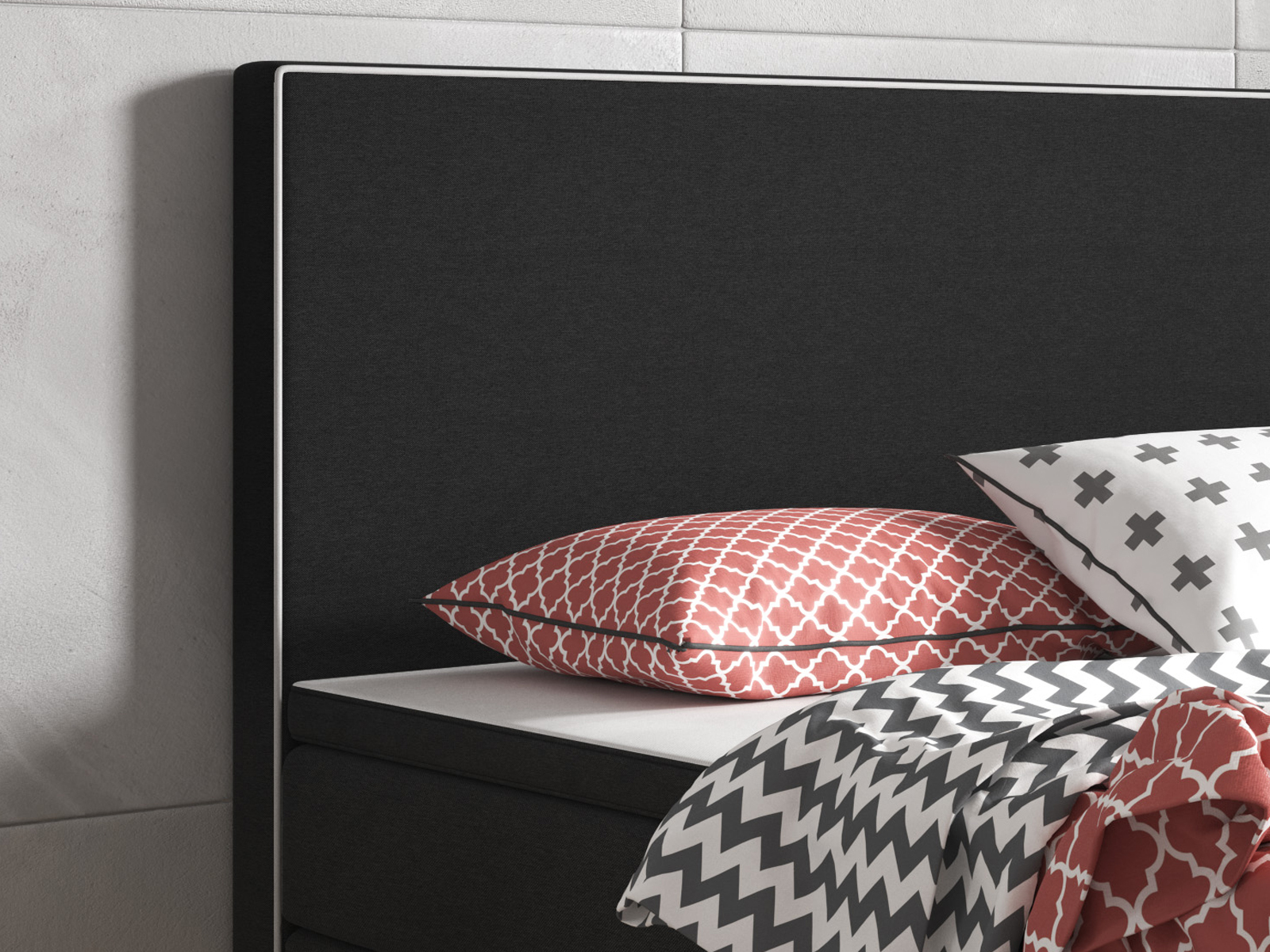 Boxspringbett - schwarz - mit Topper - H3 - 180x200 cm