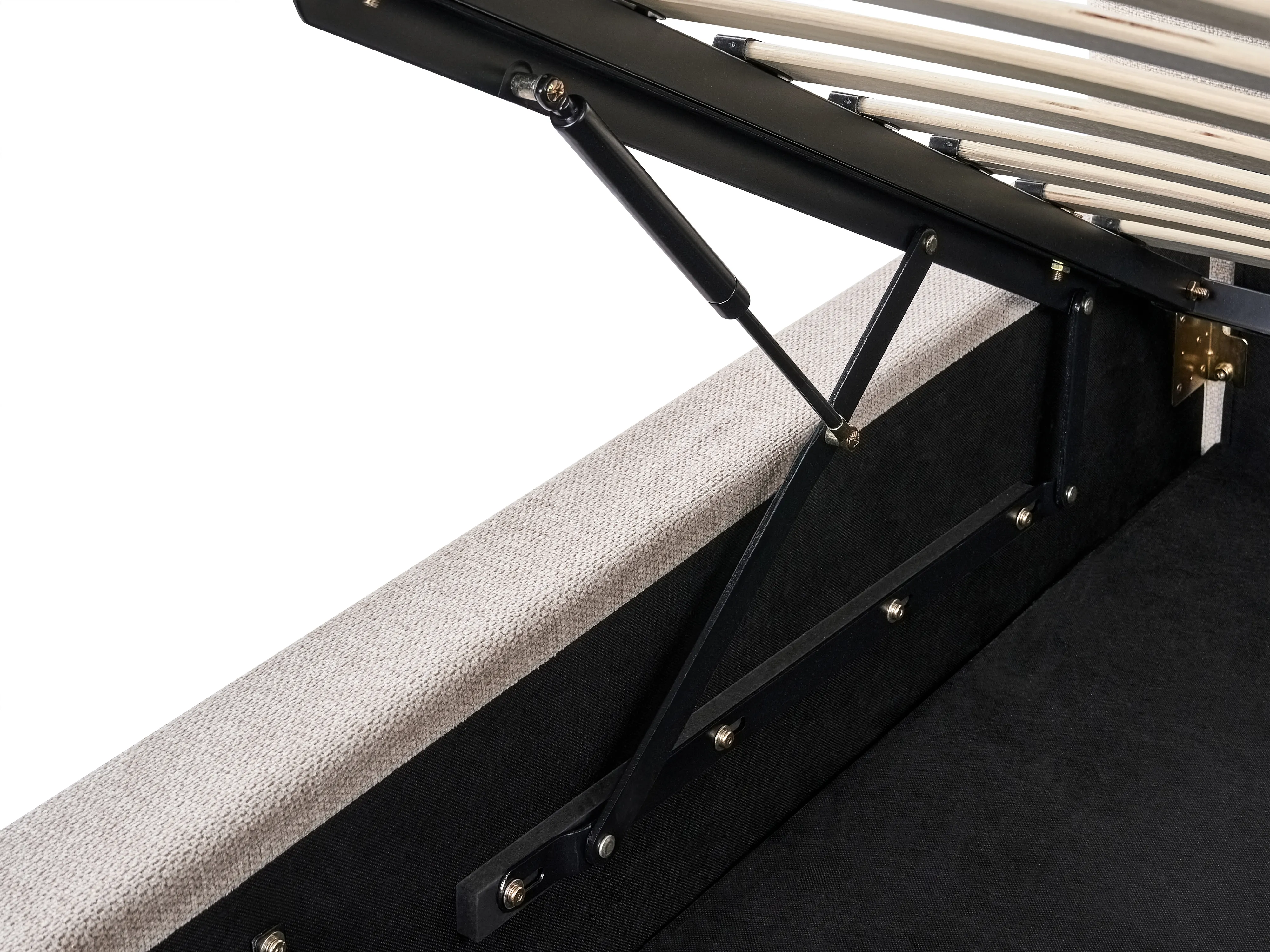 Bed met opbergruimte Stof BASTON 180 x 200 cm Lichtbeige