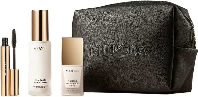 Meroda - Travel Kit - Luxe Mini-set - Changing Foundation - Gilded Lashes Mascara - Final Touch Setting Spray