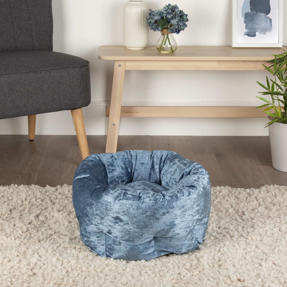Lit pour animaux de compagnie velours bleu